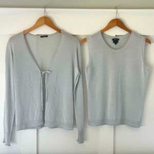 ESCADA Twinset Silver Cardigan Set with Sleeveless Top